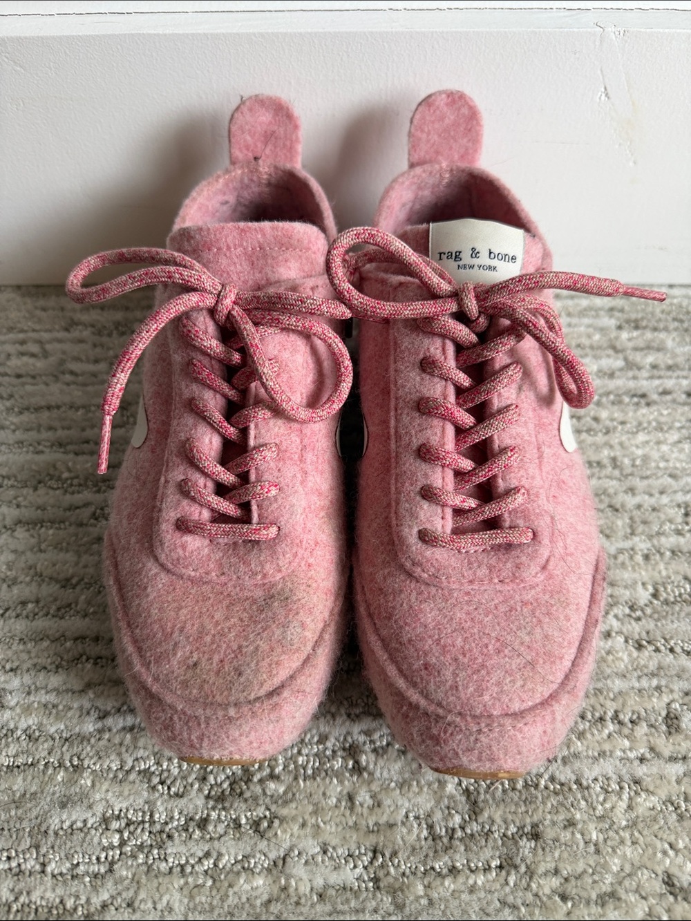 rag & bone Pink Wool Lace-Up Sneakers
